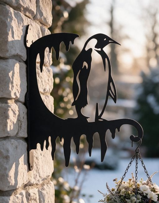 Steel Penguin Hanging Basket Bracket