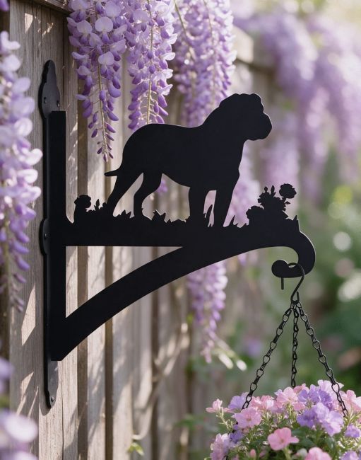 Steel Rottweiler Dog Hanging Basket Bracket