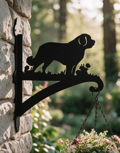 Steel Saint Bernard Dog Hanging Basket Bracket