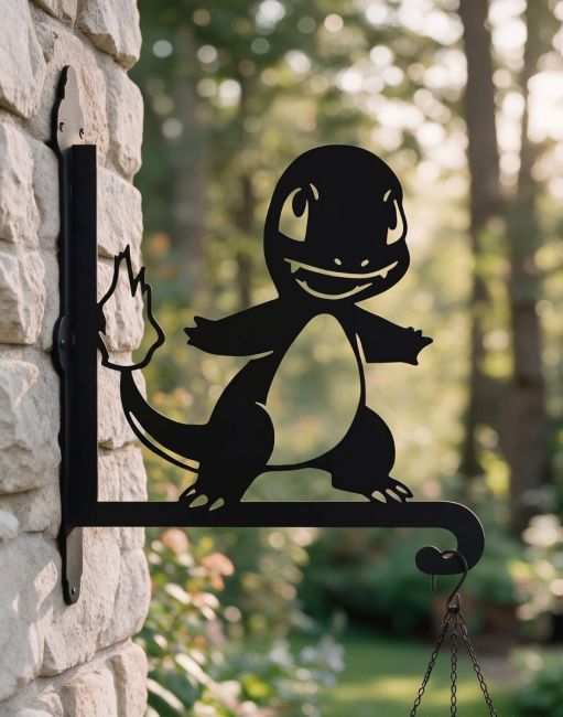 Steel Unevolved Fire Lizard Character Hanging Basket Bracket