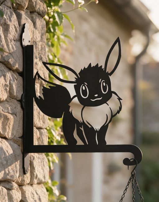Steel Unevolved Furry Brown Creature Hanging Basket Bracket