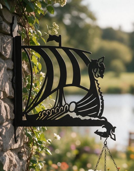  Steel Viking Ship Hanging Basket Bracket