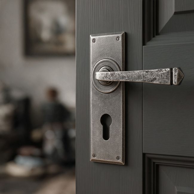 Antique Pewter Lever Euro Lock Set