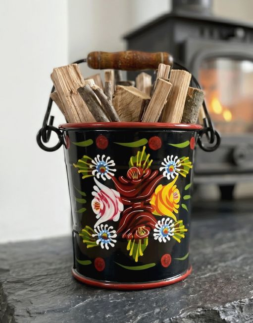 Small Black Hand Painted Narrowboat Bucket Small Black Hand Painted Narrowboat Bucket