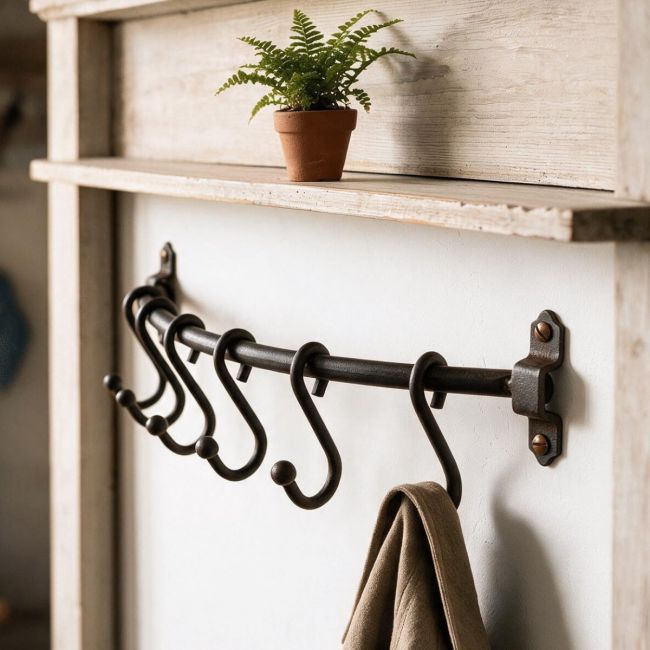 16" Antique Iron Hook Rack