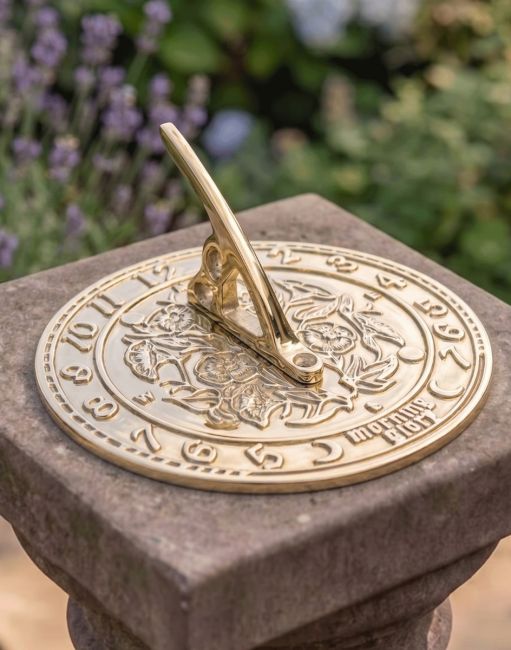 The 190mm "Morning Glory" Sundial on a Stone Garden Pillar in a Country Home - Digital Illustration The 190mm "Morning Glory" Sundial on a Stone Garden Pillar in a Country Home - Digital Illustration