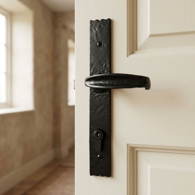 Farmhouse Lever Espagnolette Lock Set Antique Black Farmhouse Lever Espagnolette Lock Set Antique Black