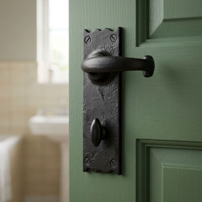 Cottage Lever Bathroom Set Black Iron Cottage Lever Bathroom Set Black Iron