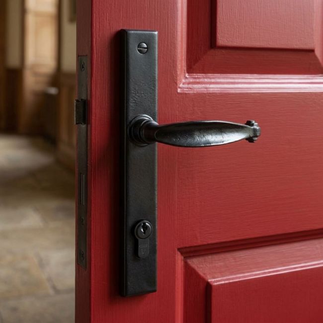 Black "Alessano" Farmhouse Slim Sprung Espagnolette Lock Set Black "Alessano" Farmhouse Slim Sprung Espagnolette Lock Set