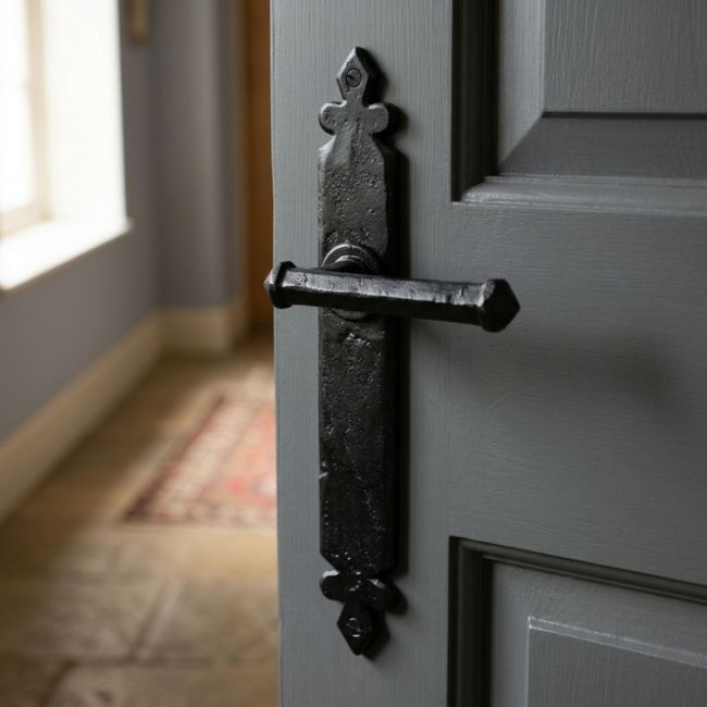 Black Tudor Lever Latch Set