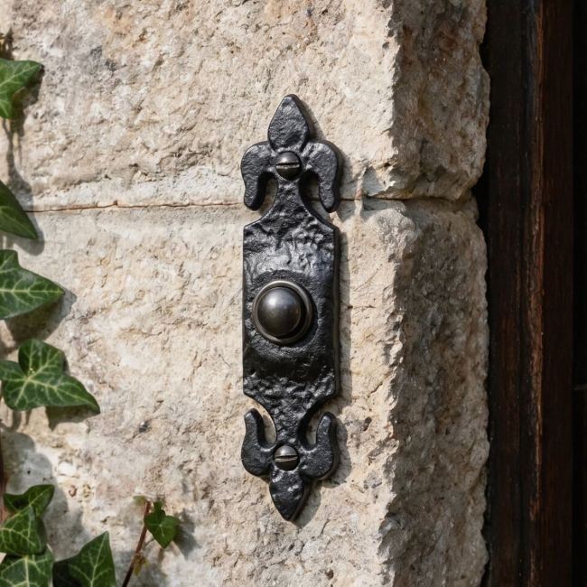 Black Iron Fleur De Lys Bell Push Black Iron Fleur De Lys Bell Push