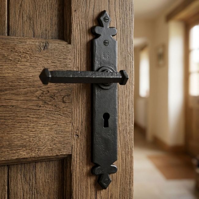 Black Tudor Lever Latch With Keyhole Black Tudor Lever Latch With Keyhole