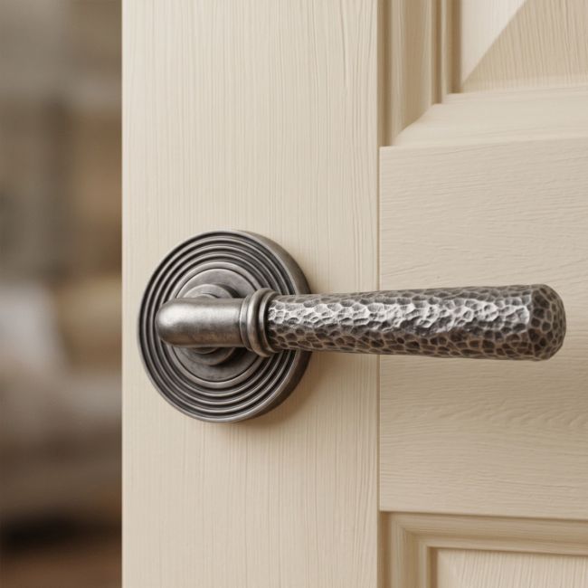 Pewter Hammered Lever Door Handle