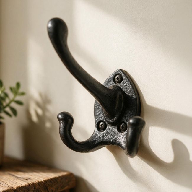 "Covenby" Black Iron Three Prong Coat Hook "Covenby" Black Iron Three Prong Coat Hook