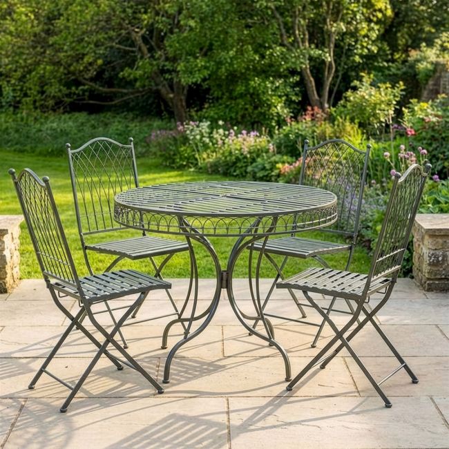 The "Easton" 4-Seater Dining Set - Classic Grey digital illustration