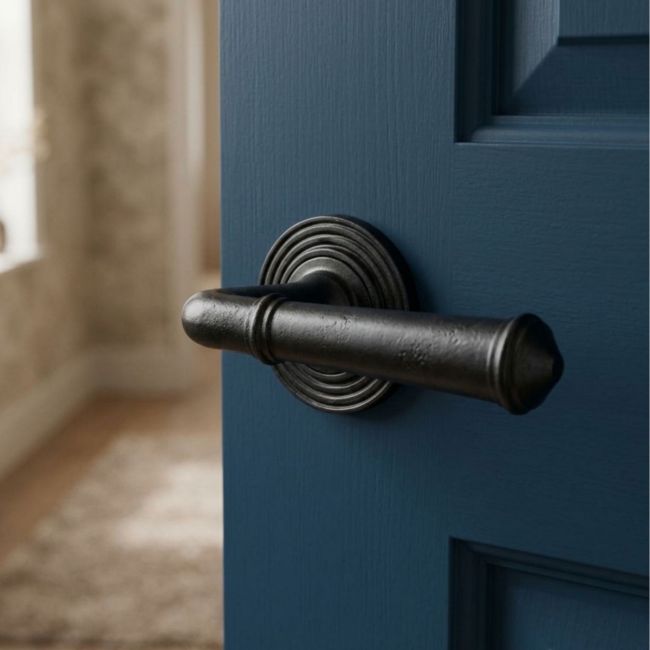 Beeswax Unsprung Lever Door Handle on Beehive Rose