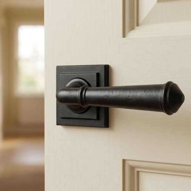 Beeswax Unsprung Lever Door Handle on Square Rose