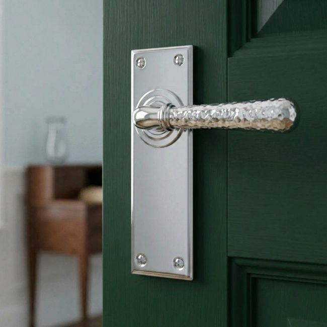 Hammered Bright Chrome Lever Latch Door Handle