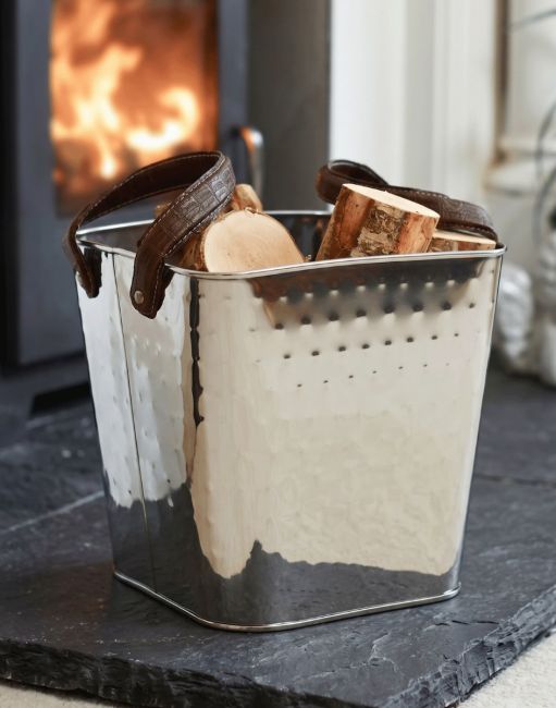 "Keatley" Square Stainless Steel Log Holder in Situ "Keatley" Square Stainless Steel Log Holder in Situ