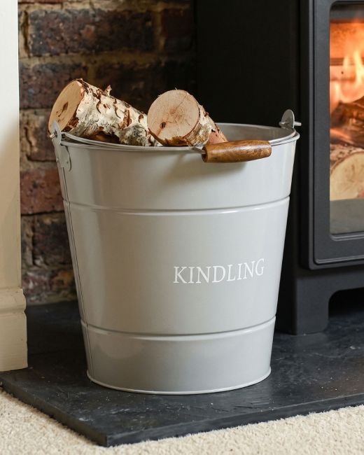 Grey "Kindling" Log Store Bucket In Situ Grey "Kindling" Log Store Bucket In Situ