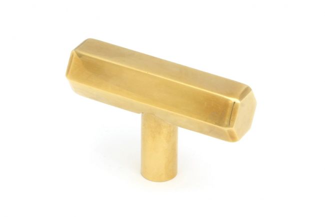 "Lexington" Hex T-Bar Cabinet Handle – Aged Brass