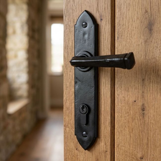 Gothic Design Lever Espagnolette Lock Set finished In Black Gothic Design Lever Espagnolette Lock Set finished In Black