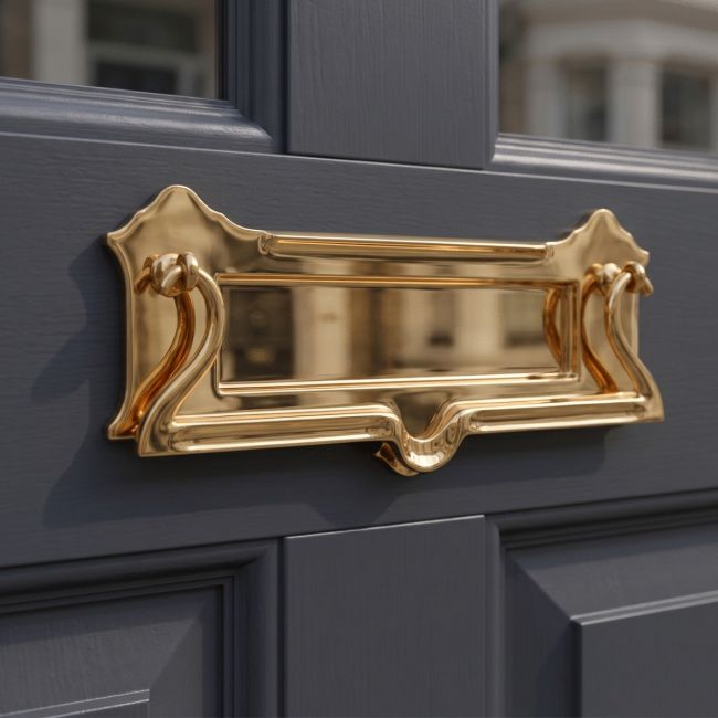 Polished Brass Letterplate with Door Knocker Polished Brass Letterplate with Door Knocker