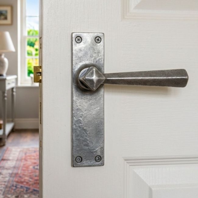 "Adria" Straight Lever Latch Set Finished In Antique Pewter "Adria" Straight Lever Latch Set Finished In Antique Pewter