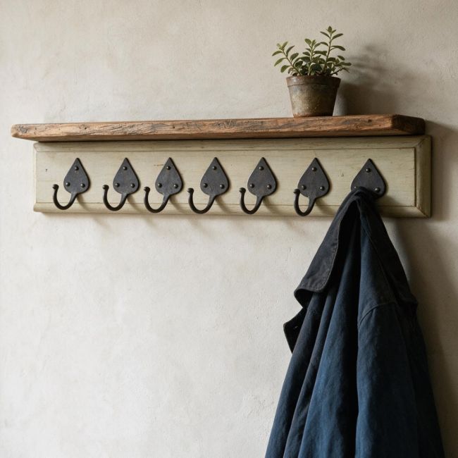 Beeswax Coat Hooks on Olive Green Rack 