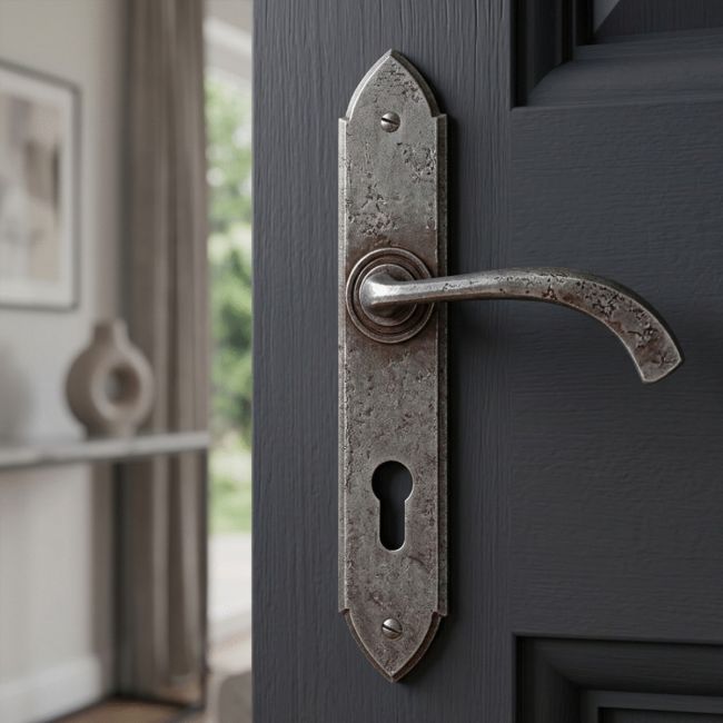 Pewter Gothic Design Espagnolette Lock Set