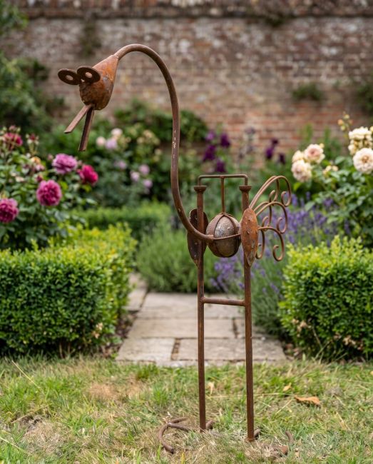 The "Virgil" the Garden Spike Rocker Sculpture in a Decorative Walled Garden - Digital Illustration 