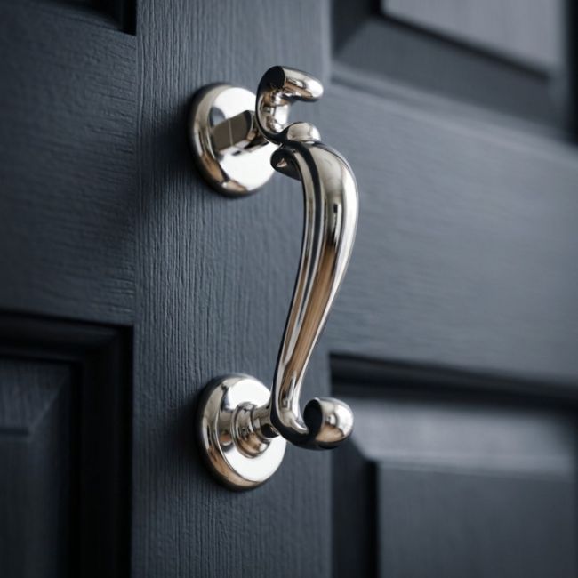 Watson Brass Doctor"s Door Knocker in Bright Chrome Watson Brass Doctor"s Door Knocker in Bright Chrome