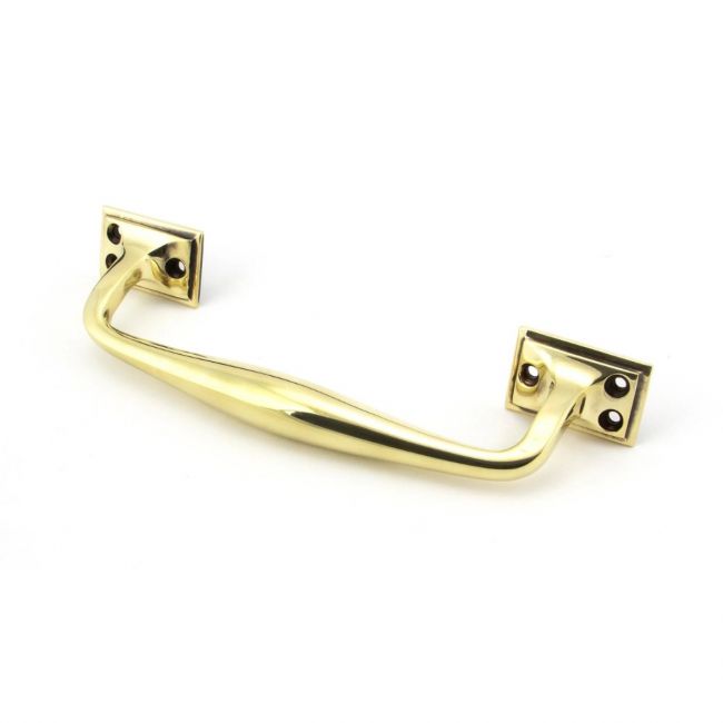 The 230mm Swelled Grip Pull Handle with Roses in Aged Brass on a White Background 