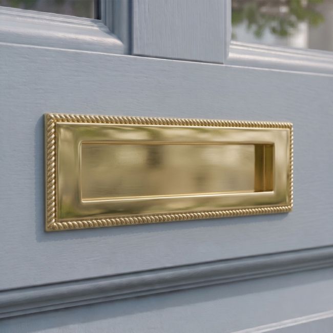High Quality Polished Brass Georgian Letter Plate - 25cm High Quality Polished Brass Georgian Letter Plate - 25cm