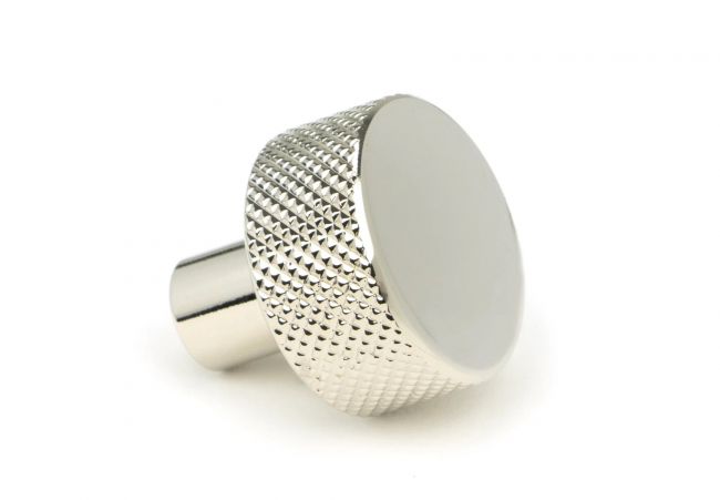 "Vesper" Knurled Edge Cabinet Knob in Polished Nickel - 25mm