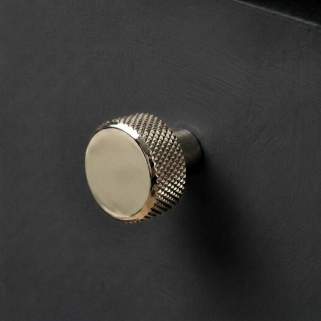 "Vesper" Knurled Edge Cabinet Knob in Polished Nickel - 25mm