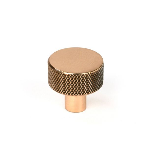 The 25mm Knurled Cabinet Knob (No Rose) in Polished Bronze Shown Upright on a White Background The 25mm Knurled Cabinet Knob (No Rose) in Polished Bronze Shown Upright on a White Background