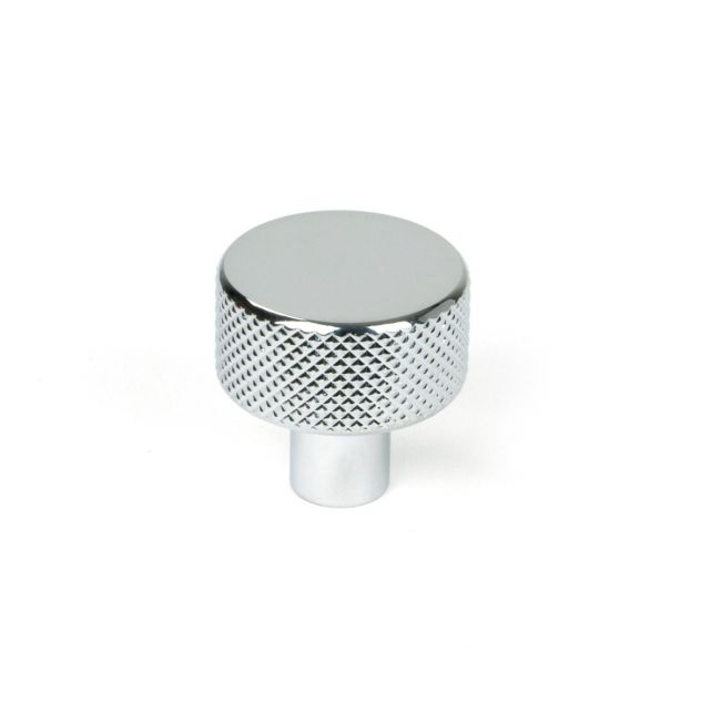 The 25mm Knurled Cabinet Knob (No Rose) in Polished Chrome Shown Upright on a White Background The 25mm Knurled Cabinet Knob (No Rose) in Polished Chrome Shown Upright on a White Background