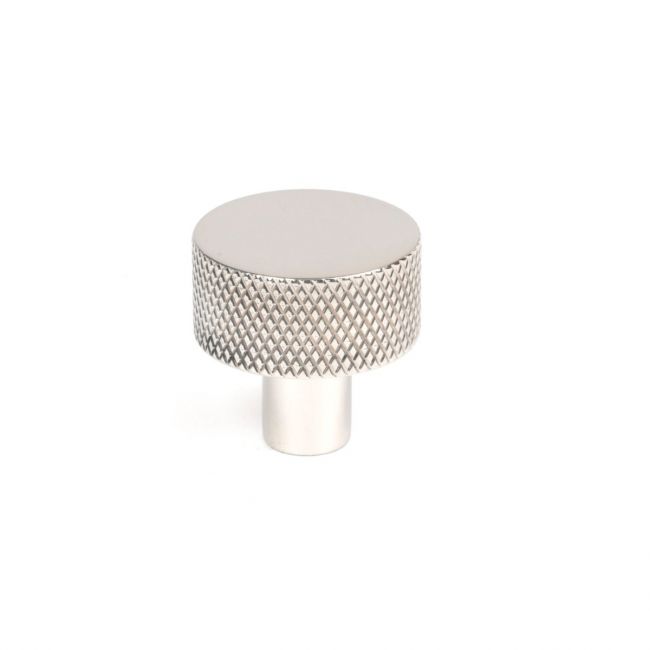 The 25mm Knurled Cabinet Knob (No Rose) in Polished Stainless Steel Shown Upright on a White Background The 25mm Knurled Cabinet Knob (No Rose) in Polished Stainless Steel Shown Upright on a White Background