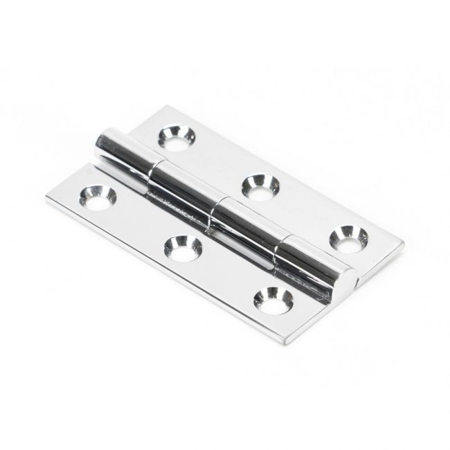 The 2 inch Cabinet Butt Hinges (Pair) in Polished Chrome on a White Background