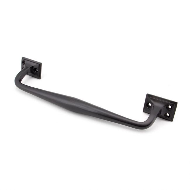 The 300mm Swelled Grip Pull Handle with Roses in Aged Bronze on a White Background 
