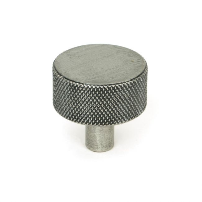 The 32mm Knurled Cabinet Knob (No Rose) in Pewter Shown Upright on a White Background The 32mm Knurled Cabinet Knob (No Rose) in Pewter Shown Upright on a White Background