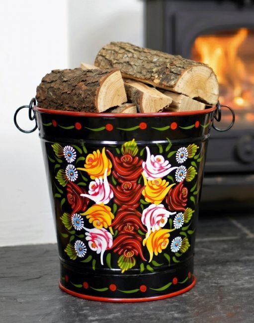 XXL Hand Painted Log Bucket Finished in Black XXL Hand Painted Log Bucket Finished in Black