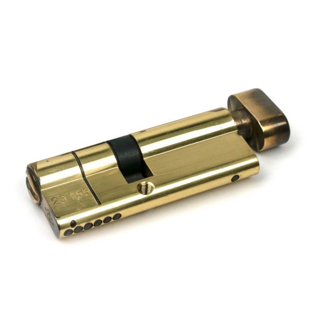 5-Pin Euro Cylinder Thumbturn Lock Keyed to Differ -35/45T - Aged Brass