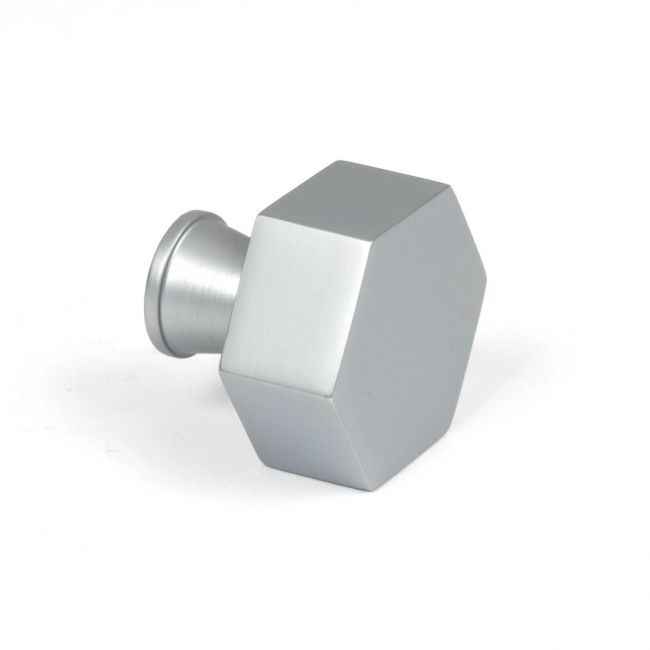 "Vanguard" Hexagonal Cabinet Knob in Satin Chrome - 38mm