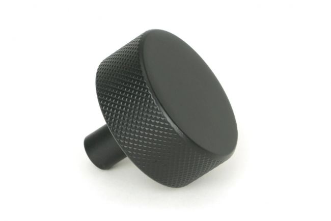 "Vesper" Knurled Edge Cabinet Knob in Matt Black - 38mm