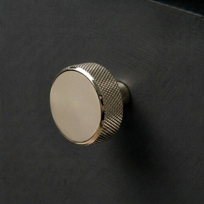 "Vesper" Knurled Edge Cabinet Knob in Polished Nickel - 38mm