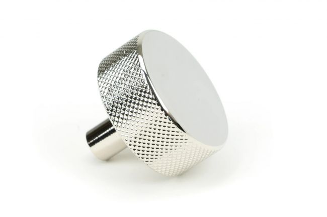 "Vesper" Knurled Edge Cabinet Knob in Polished Nickel - 38mm