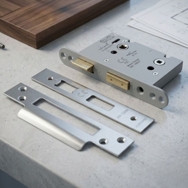 Satin Stainless Steel Heavy Duty Bathroom Mortice Lock - 3" Main View Satin Stainless Steel Heavy Duty Bathroom Mortice Lock - 3" Main View