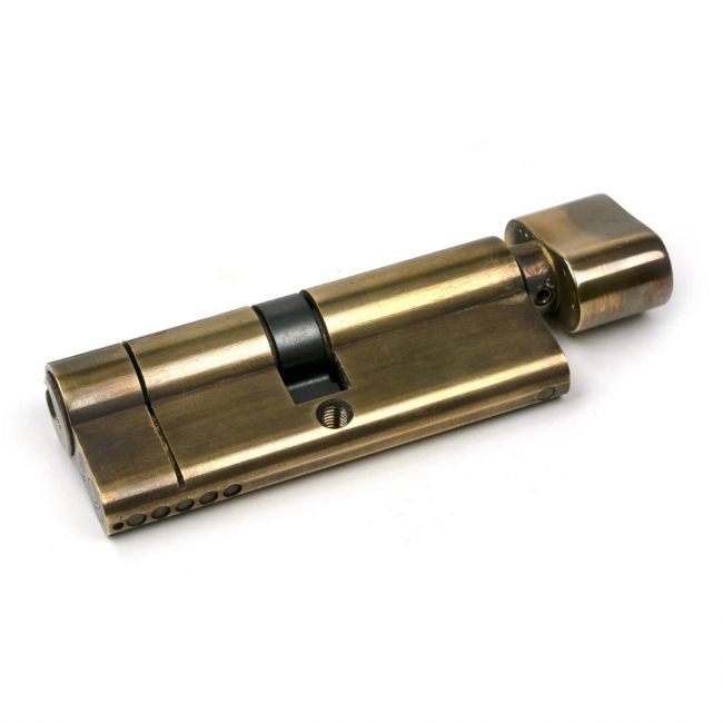 5-Pin Euro Cylinder Thumbturn Lock Keyed to Differ - 40/40 - Aged Brass